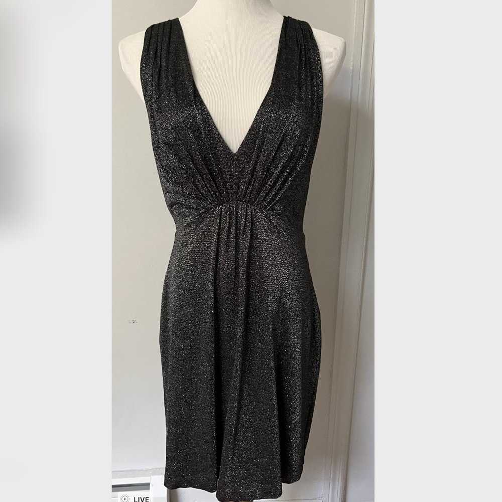 Halston Heritage black and silver slimming lined dress